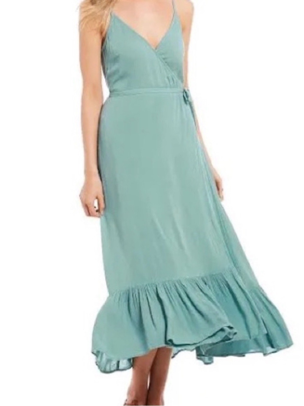 Billabong Olive Green Maxi Wrap Dress Wedding Party Date Night